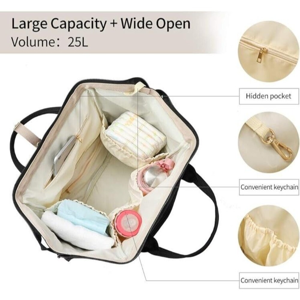 Mommy Diaper Bag Backpack Multifunctional Waterproof Big Capacity - Black - Picture 5 of 6
